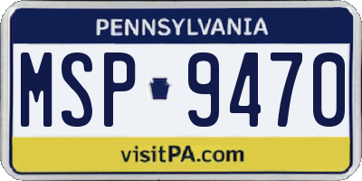 PA license plate MSP9470