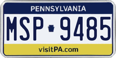 PA license plate MSP9485