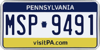 PA license plate MSP9491