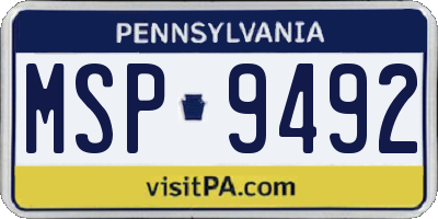 PA license plate MSP9492