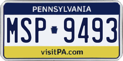 PA license plate MSP9493