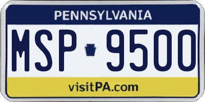 PA license plate MSP9500