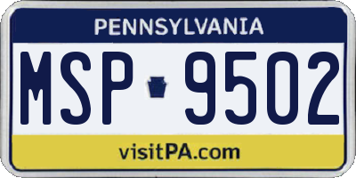 PA license plate MSP9502