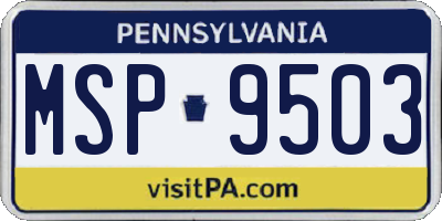 PA license plate MSP9503