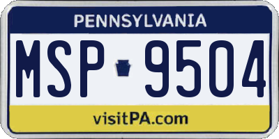 PA license plate MSP9504
