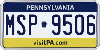 PA license plate MSP9506