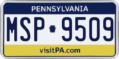 PA license plate MSP9509