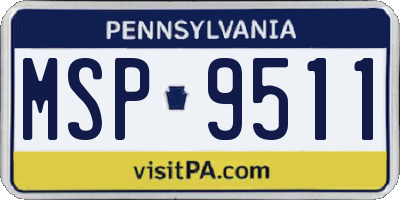 PA license plate MSP9511