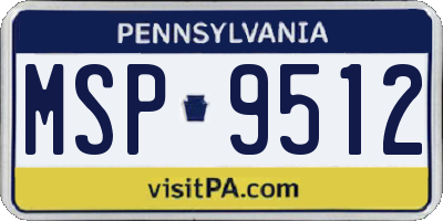 PA license plate MSP9512