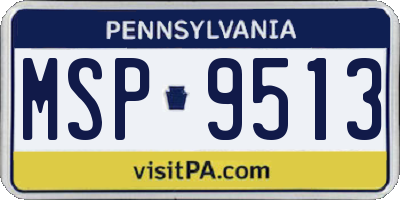 PA license plate MSP9513