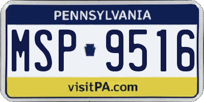 PA license plate MSP9516
