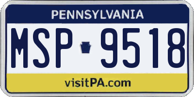 PA license plate MSP9518