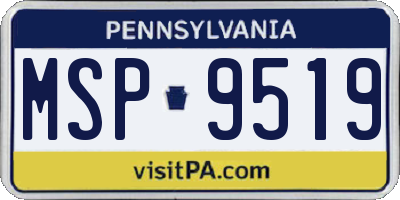 PA license plate MSP9519
