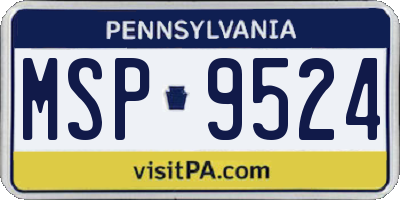 PA license plate MSP9524