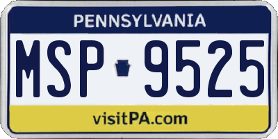 PA license plate MSP9525