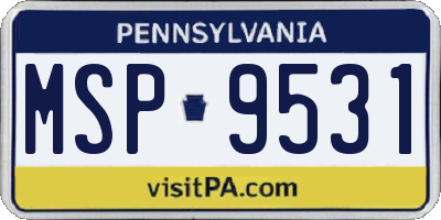 PA license plate MSP9531