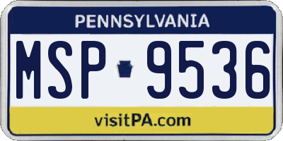 PA license plate MSP9536