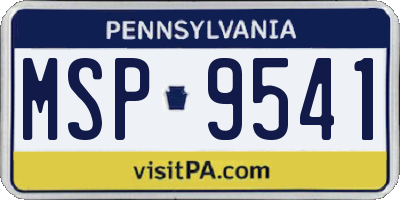 PA license plate MSP9541