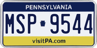 PA license plate MSP9544