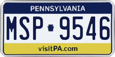 PA license plate MSP9546