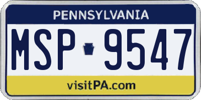 PA license plate MSP9547
