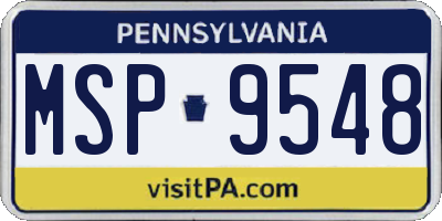 PA license plate MSP9548