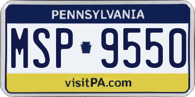 PA license plate MSP9550