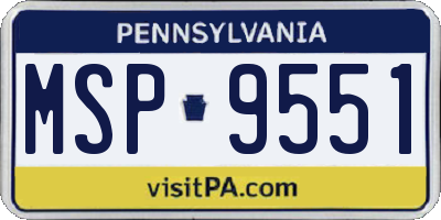 PA license plate MSP9551