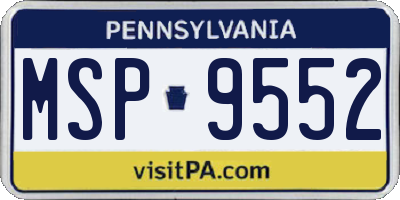 PA license plate MSP9552