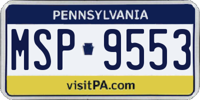 PA license plate MSP9553