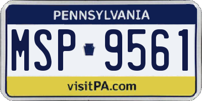 PA license plate MSP9561