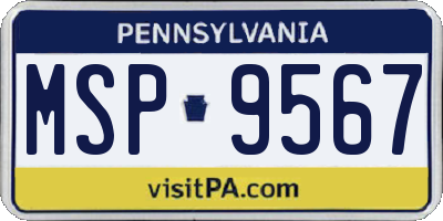 PA license plate MSP9567