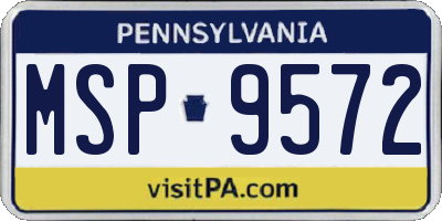 PA license plate MSP9572