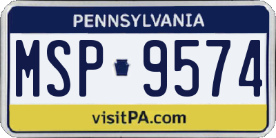 PA license plate MSP9574