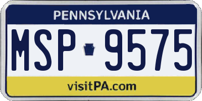 PA license plate MSP9575
