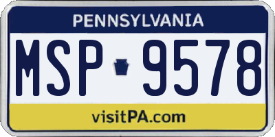 PA license plate MSP9578