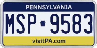 PA license plate MSP9583