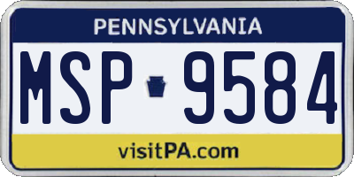 PA license plate MSP9584