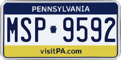 PA license plate MSP9592
