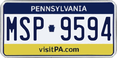 PA license plate MSP9594