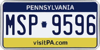 PA license plate MSP9596