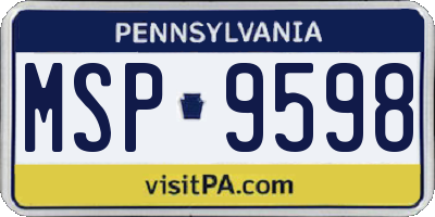 PA license plate MSP9598