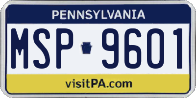 PA license plate MSP9601