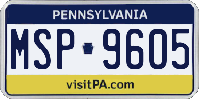 PA license plate MSP9605