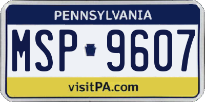 PA license plate MSP9607