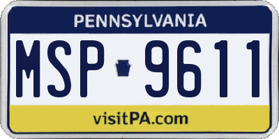 PA license plate MSP9611
