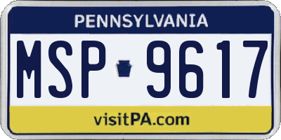 PA license plate MSP9617