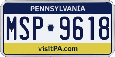 PA license plate MSP9618