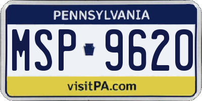 PA license plate MSP9620