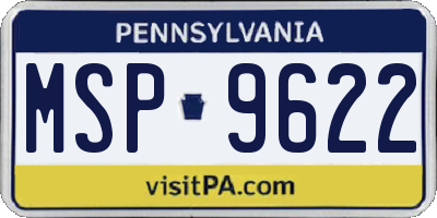 PA license plate MSP9622
